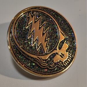 Grateful Dean DARK-STAR Black Galaxy Glitter & Gold 1.5" STEALIE Pin